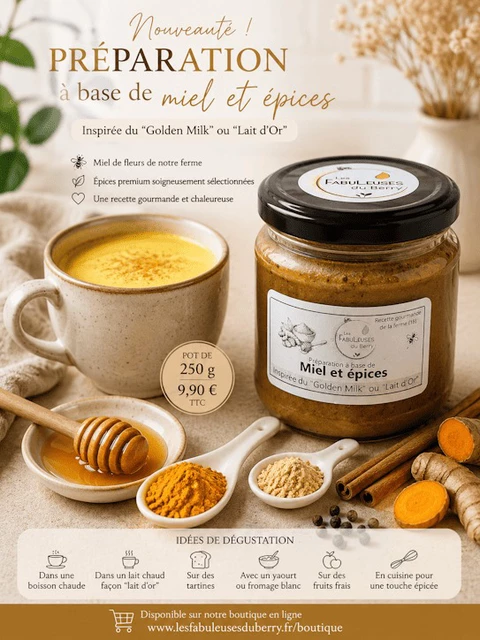 Préparation à base de Miel et épices type Lait d'Or - Les Fabuleuses du Berry
