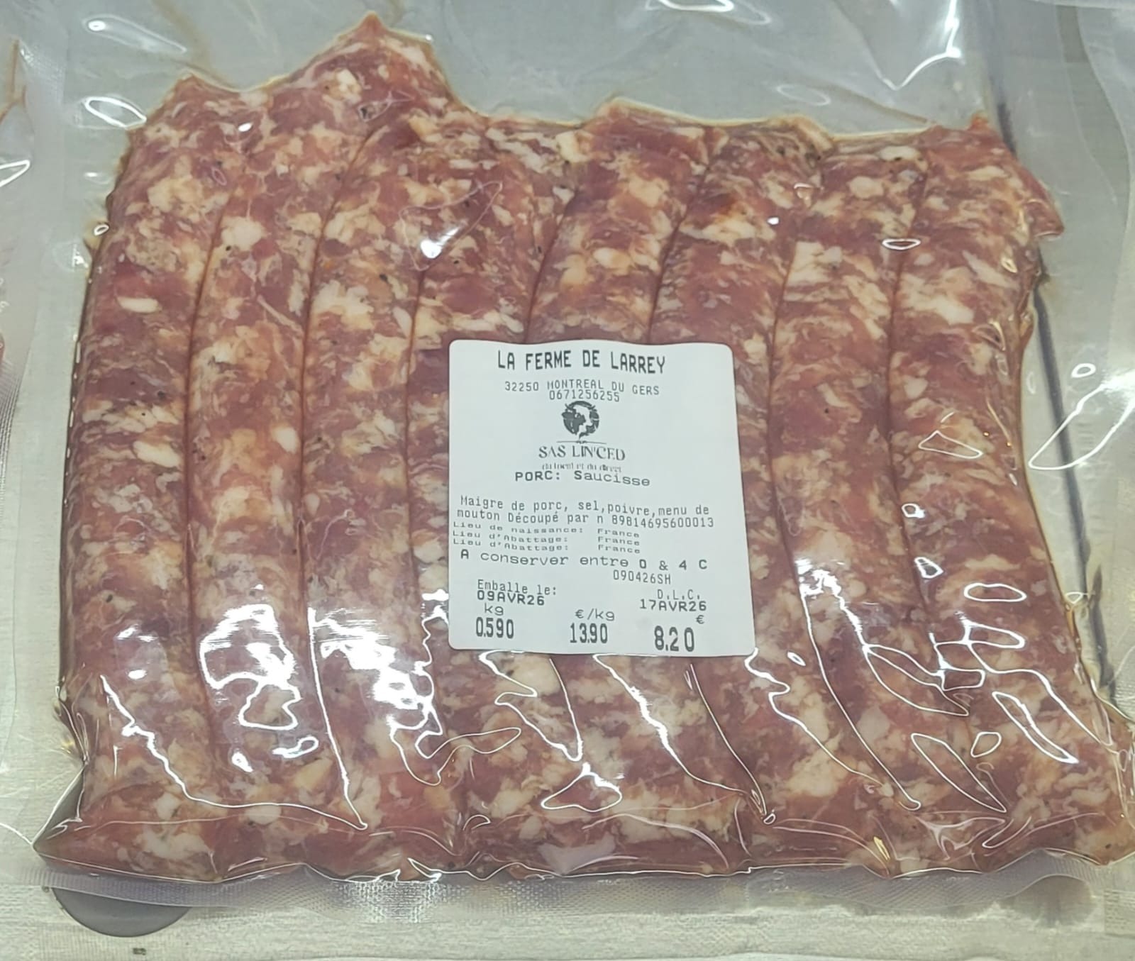 SAUCISSE FINE (selon disponibilité) - 500g