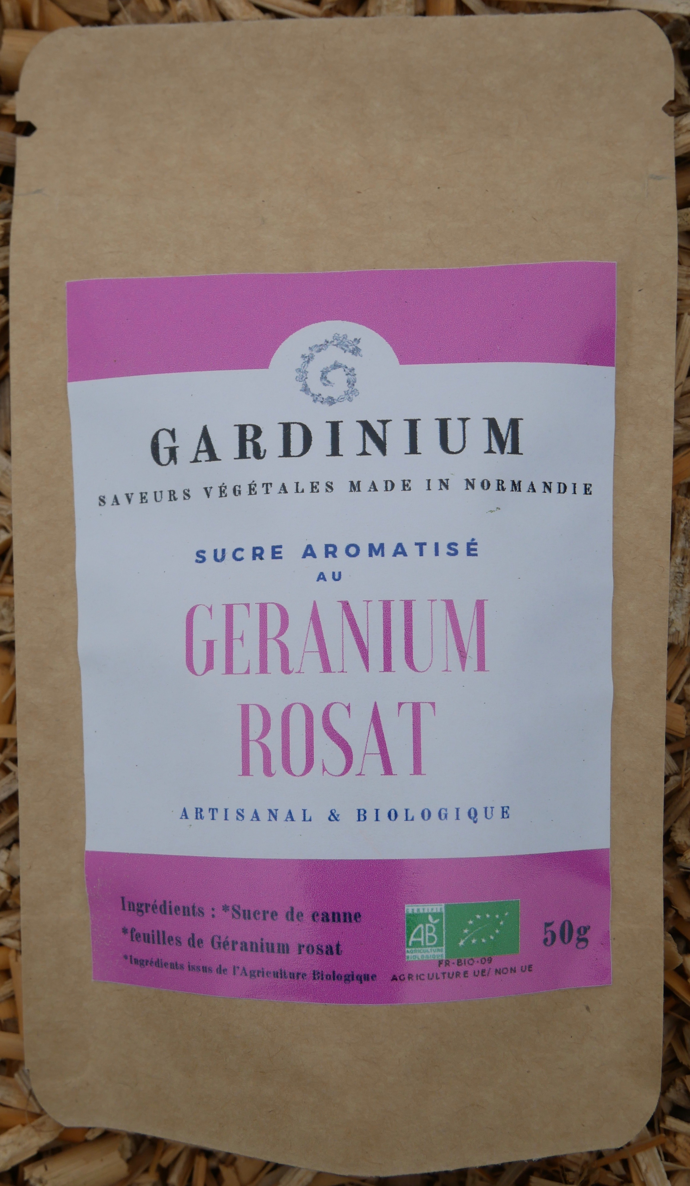 Sucre aromatisé au Géranium rosat - 50g
