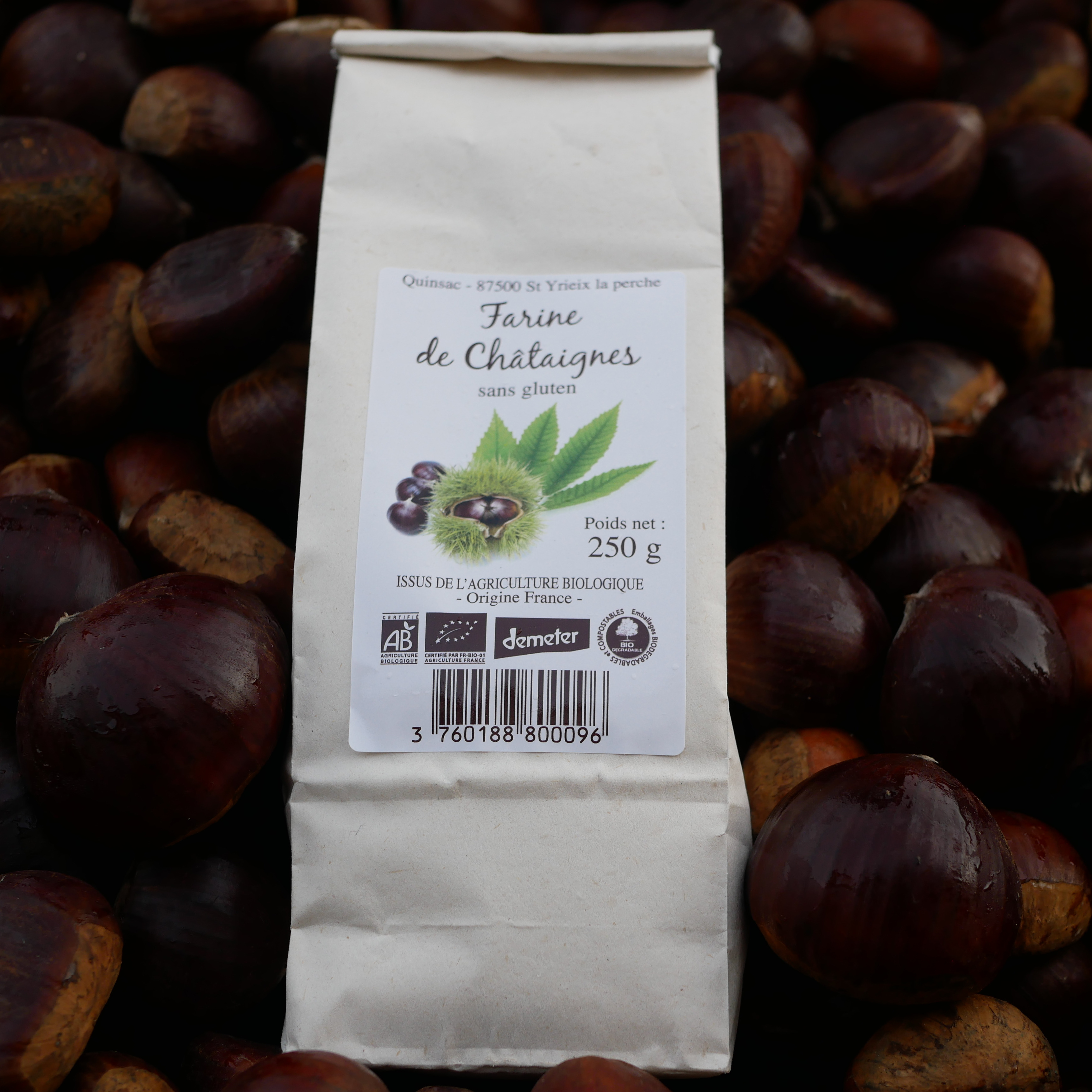 Farine de chataignes 250gr Bio et demeter