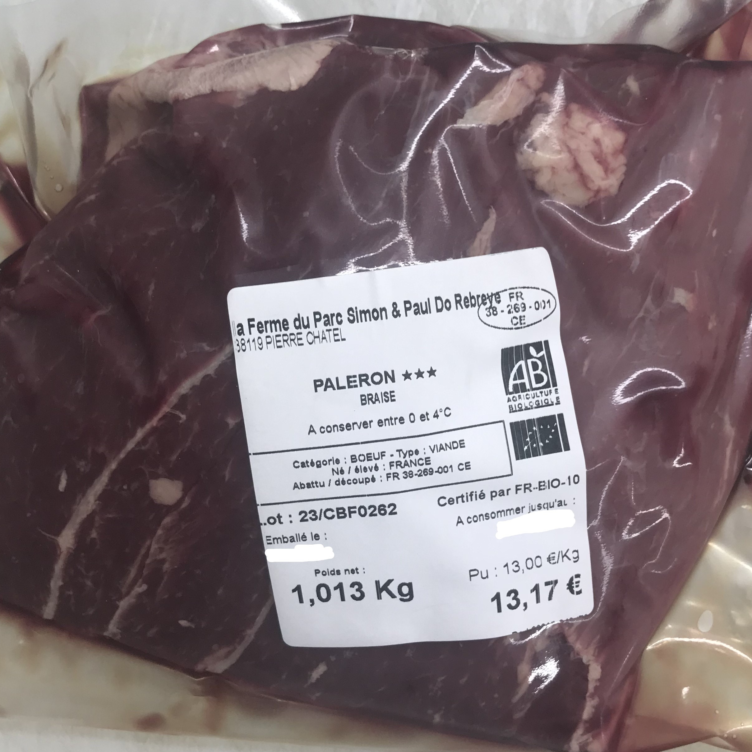 Braisé (paleron, jumeau, basses côtes)