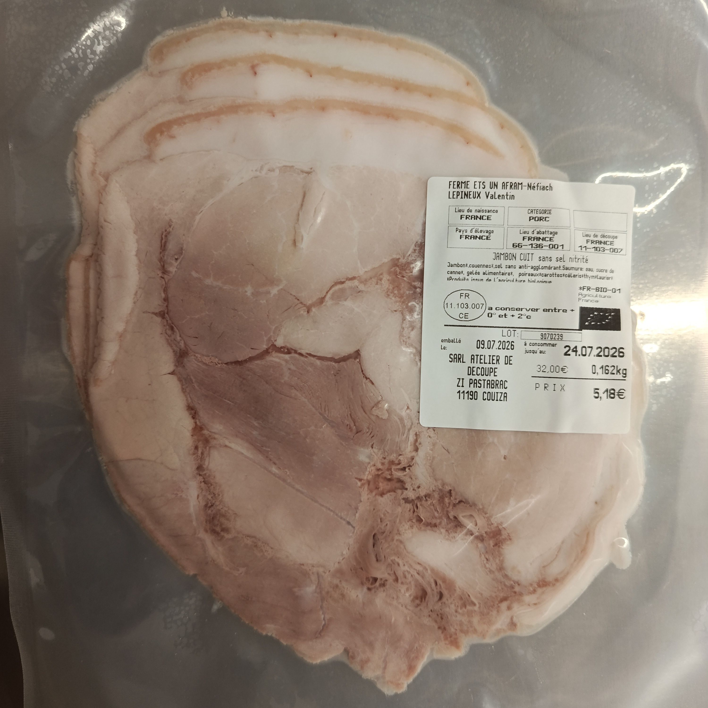JAMBON BLANC - AFRAM - 0,25kg