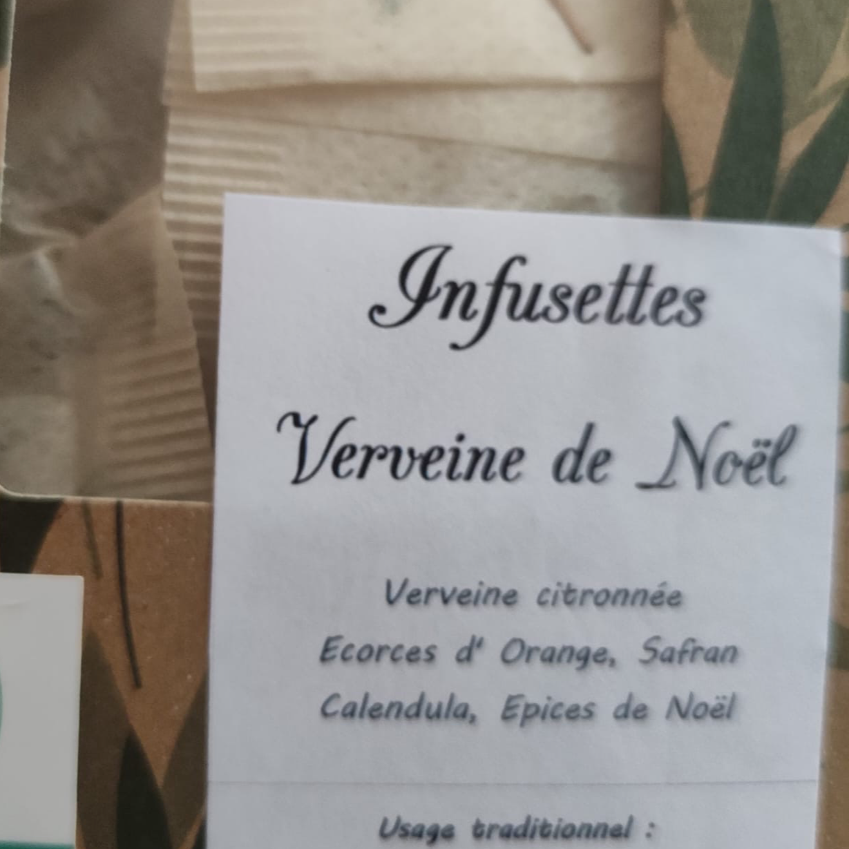 Infusions en sachets : infusettes verveine de Noël