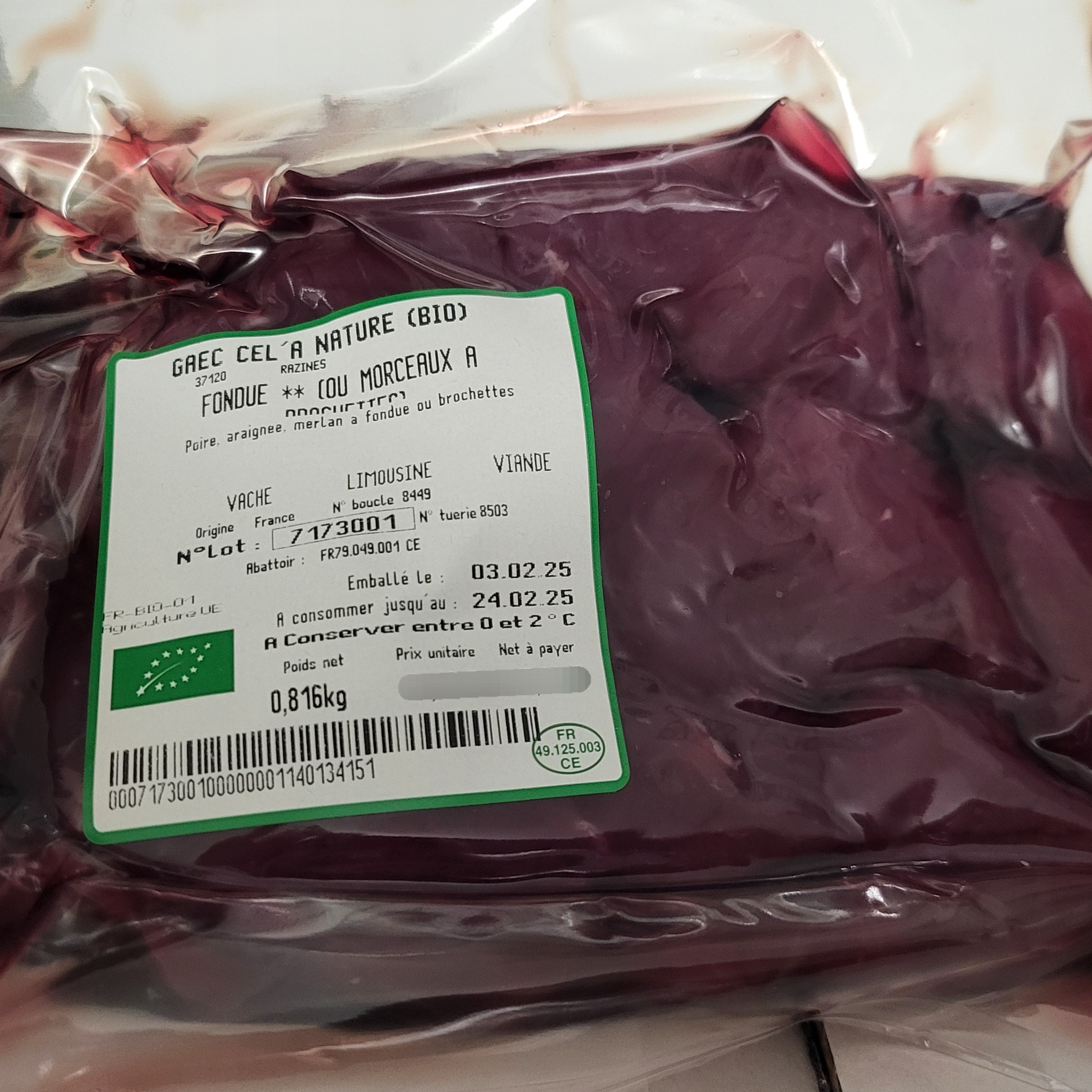 Fondue / Morceaux à brochettes - 800g