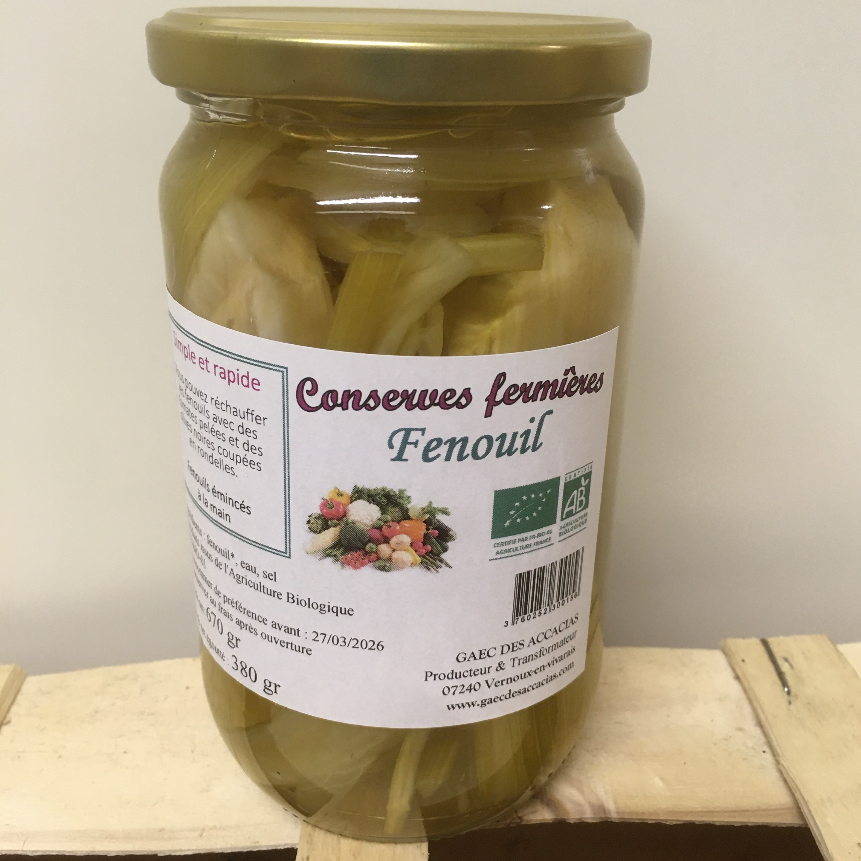 Fenouil au naturel - 380g
