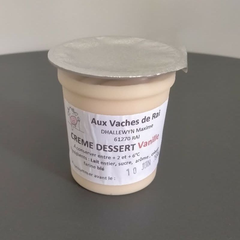 Créme dessert VANILLE 125g- (Aux vaches de Rai)- revente - 125g