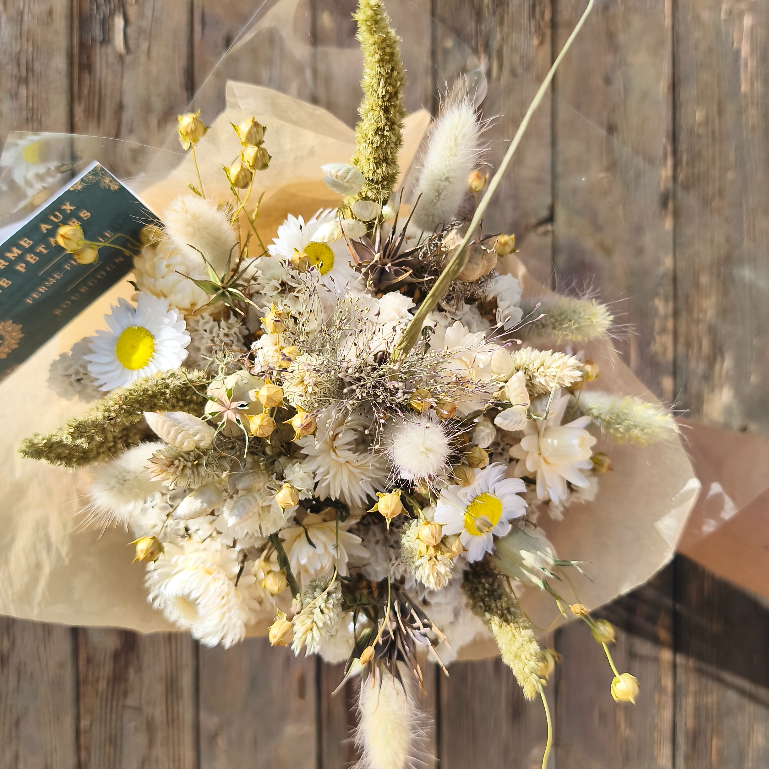 Bouquet sec - "Brême" - Tons vert & blanc