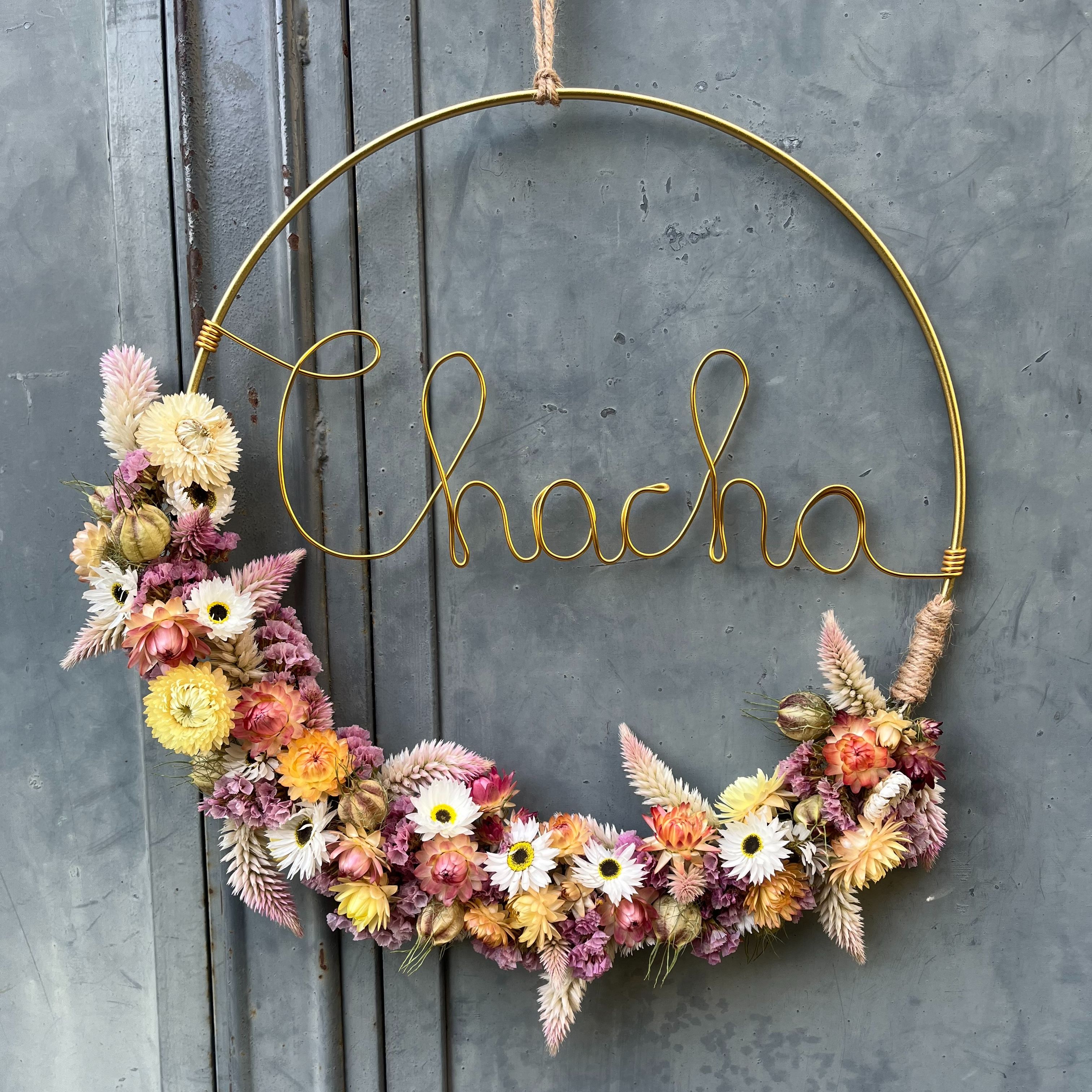 Couronne fleurs séchées personnalisée 30 cm