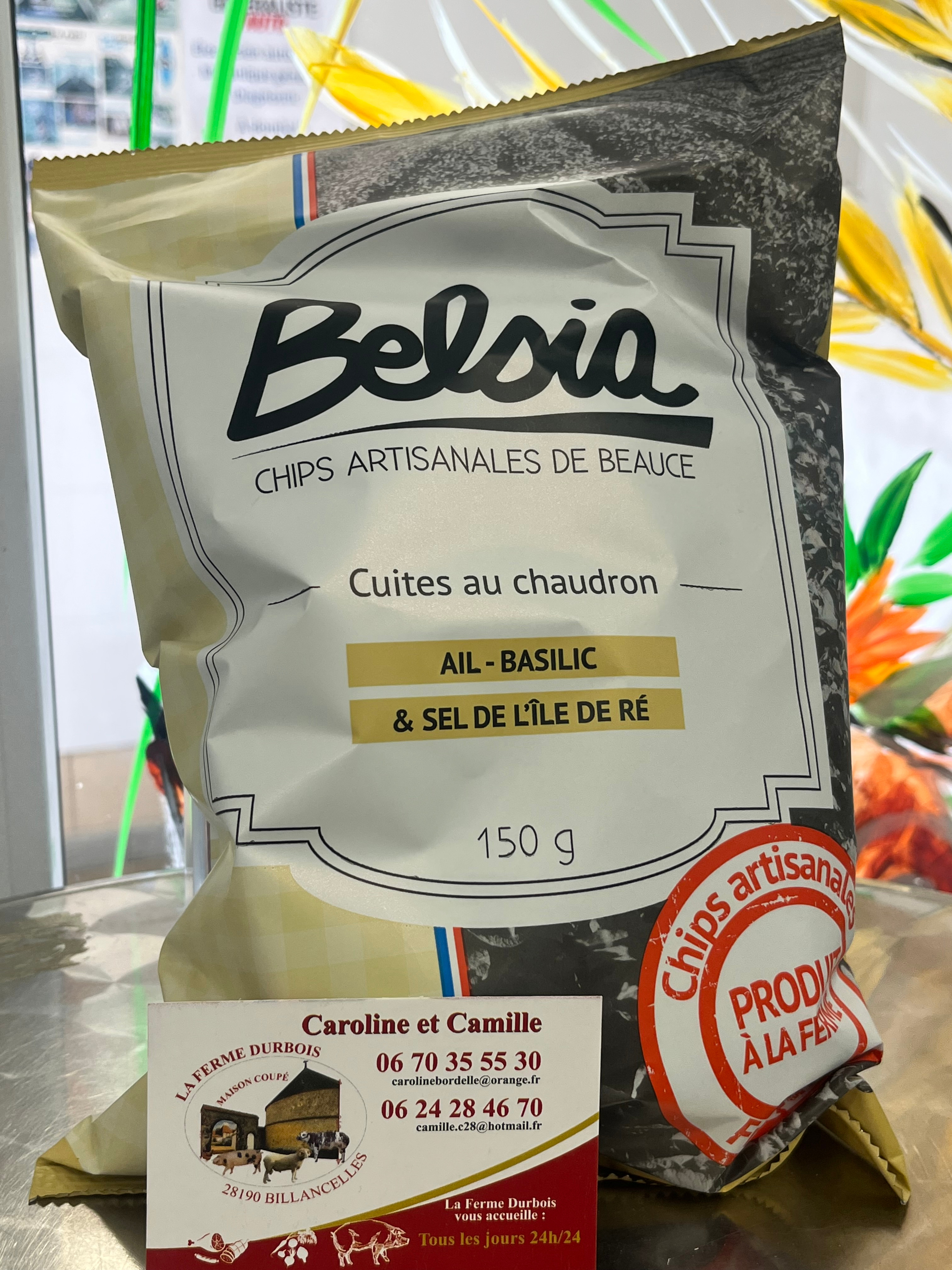 Chips artisanales de Beauce Ail-Basilic 150 gr - 0,15kg