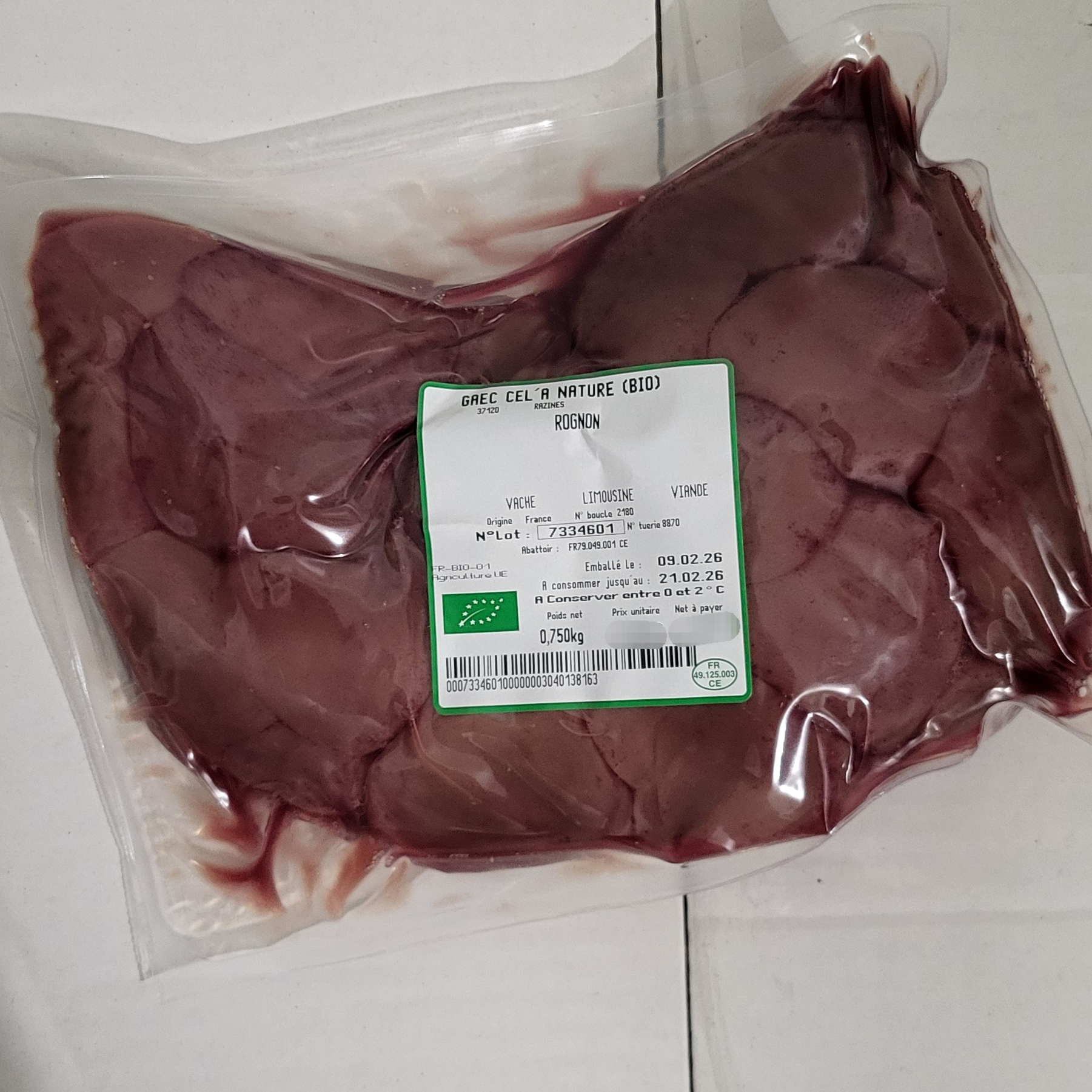 Rognon de bœuf - 700g