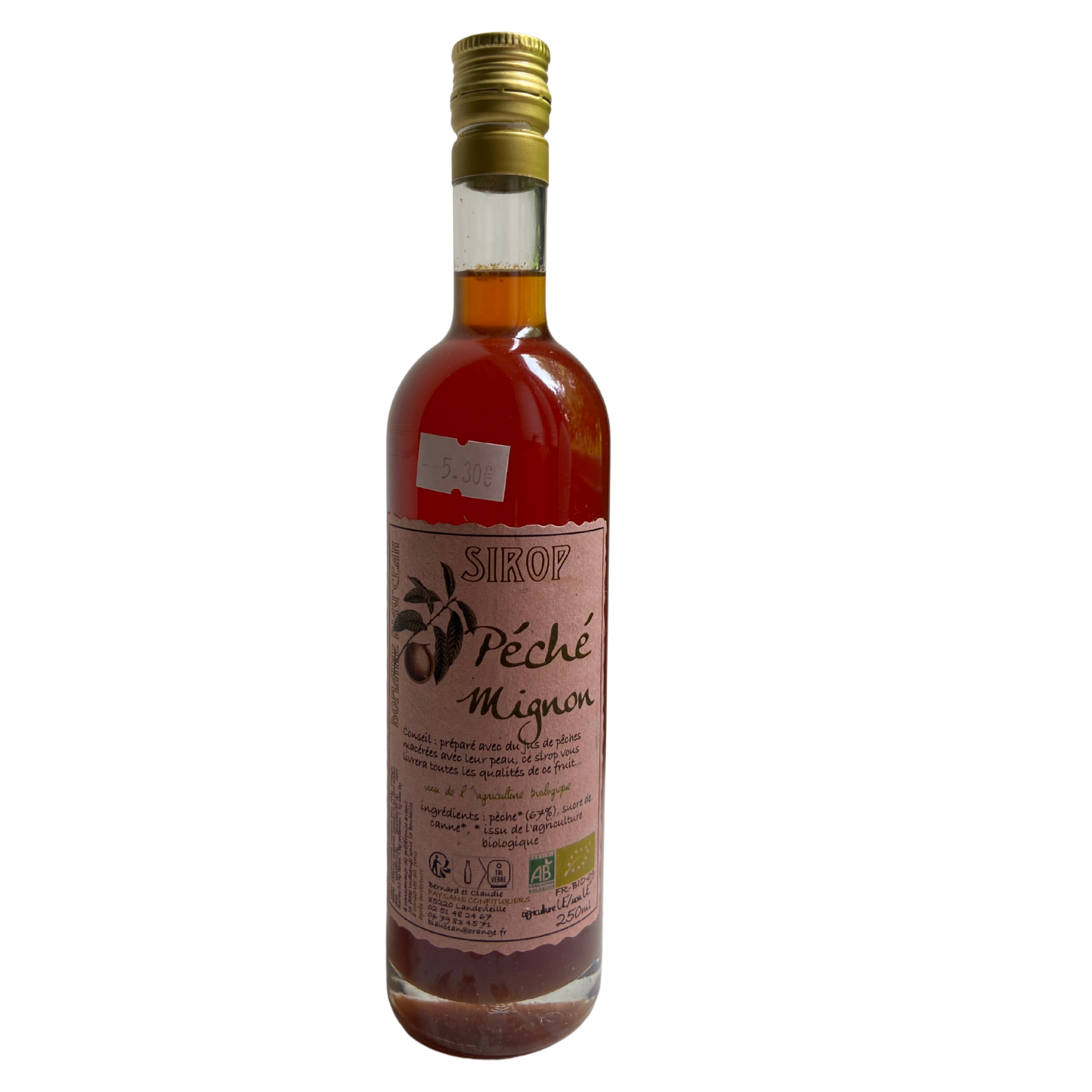 Sirop pêche - péché mignon - 250ml