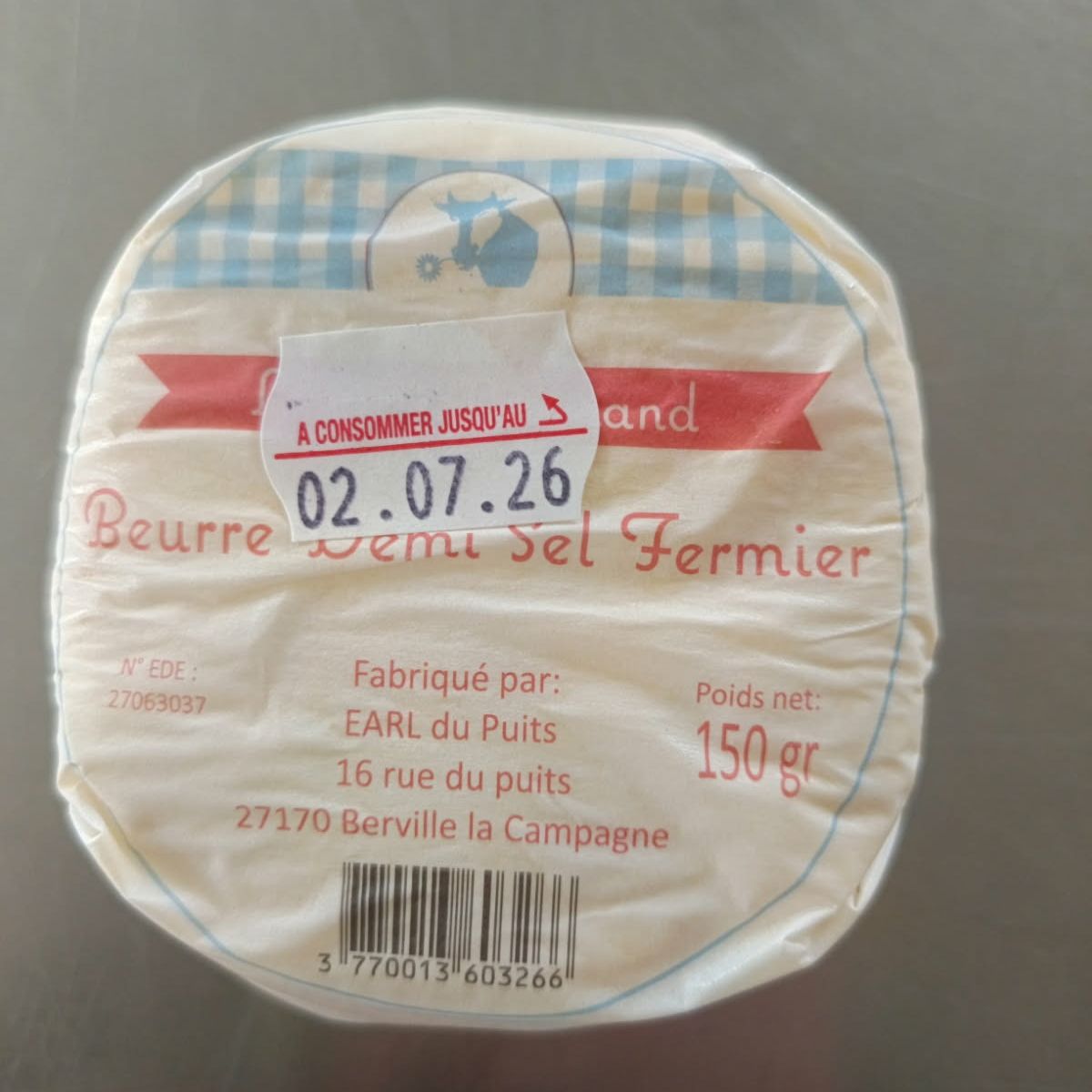 Beurre DEMI SEL 150g - (L'ESPRIT NORMAND)- revente - 150g