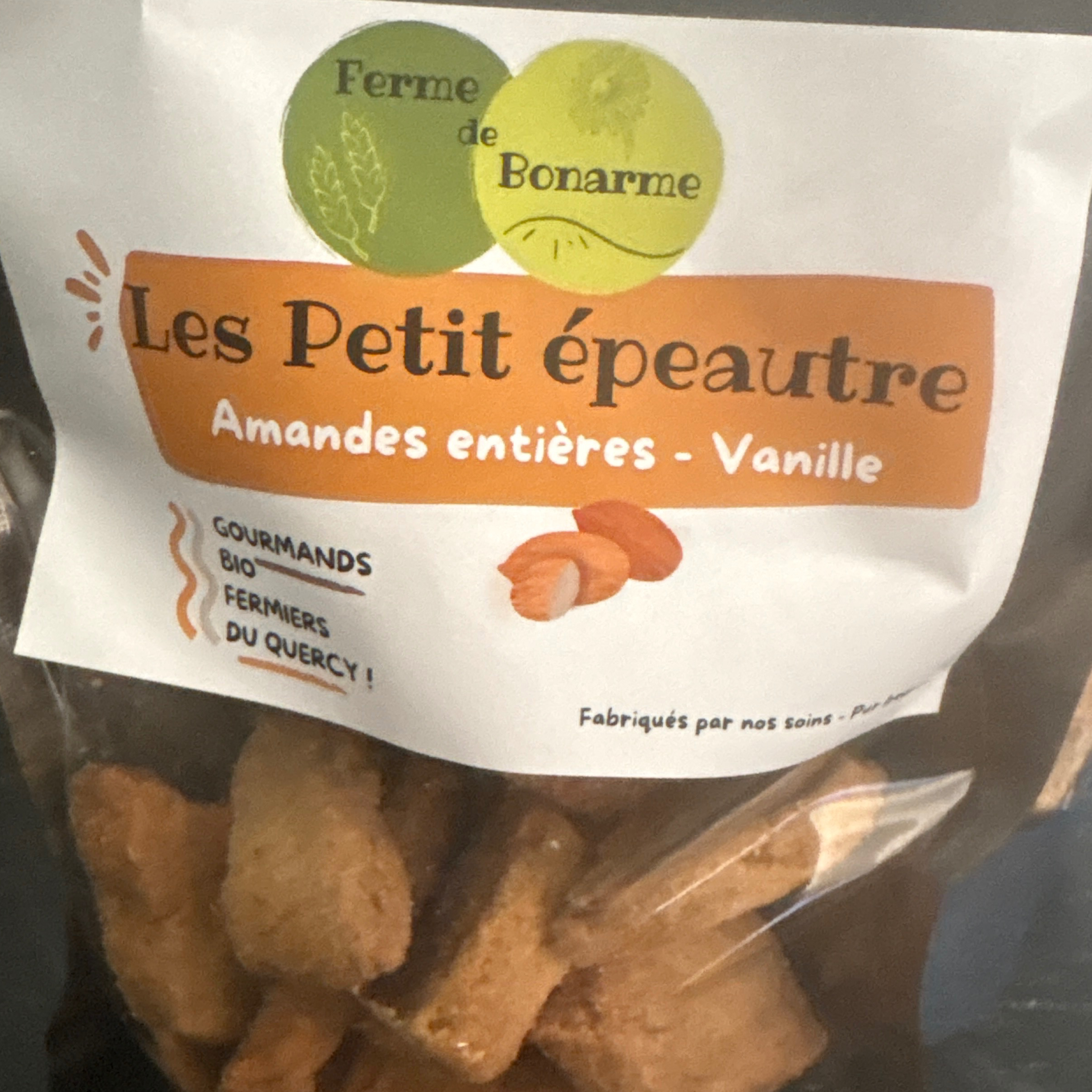 Biscuits farine de blé semi complète vanille amande épeautre