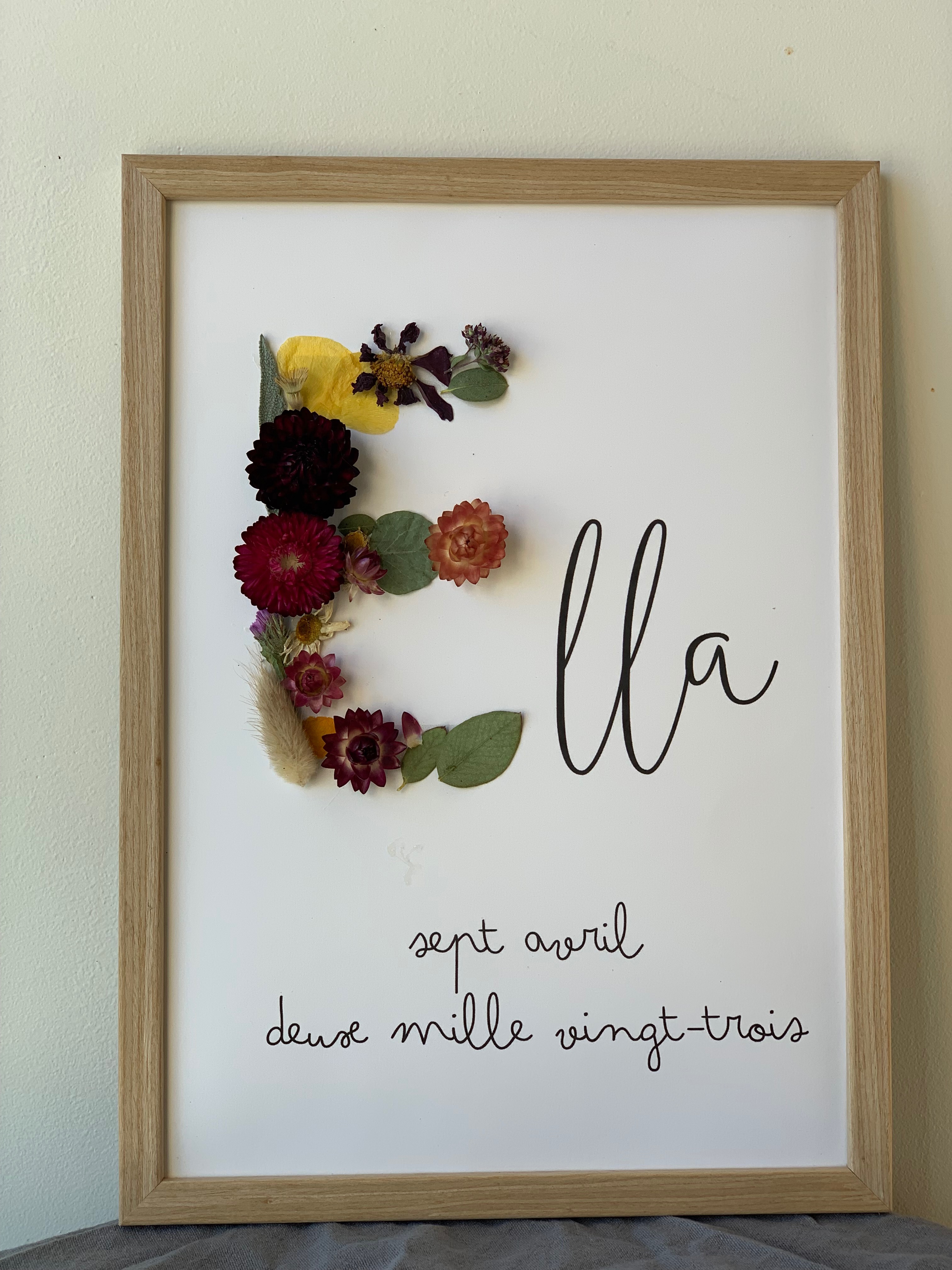 Cadre à personnaliser avec prénom et anniversaire