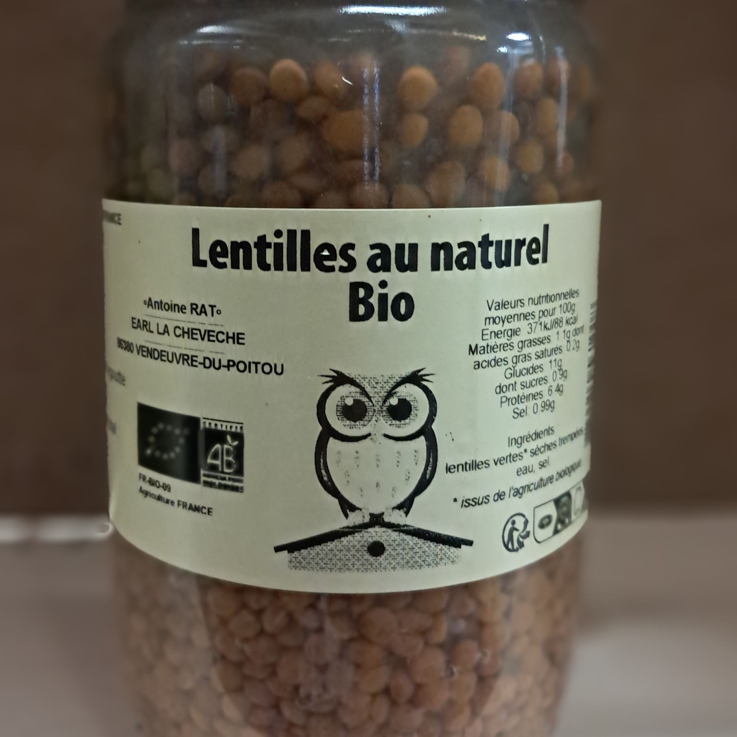 Lentilles au naturel Bio - 720cl