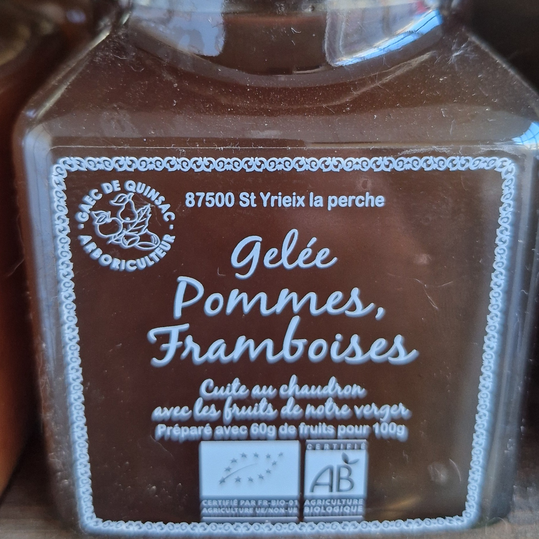 Gelée de pomme framboises Bio 330gr