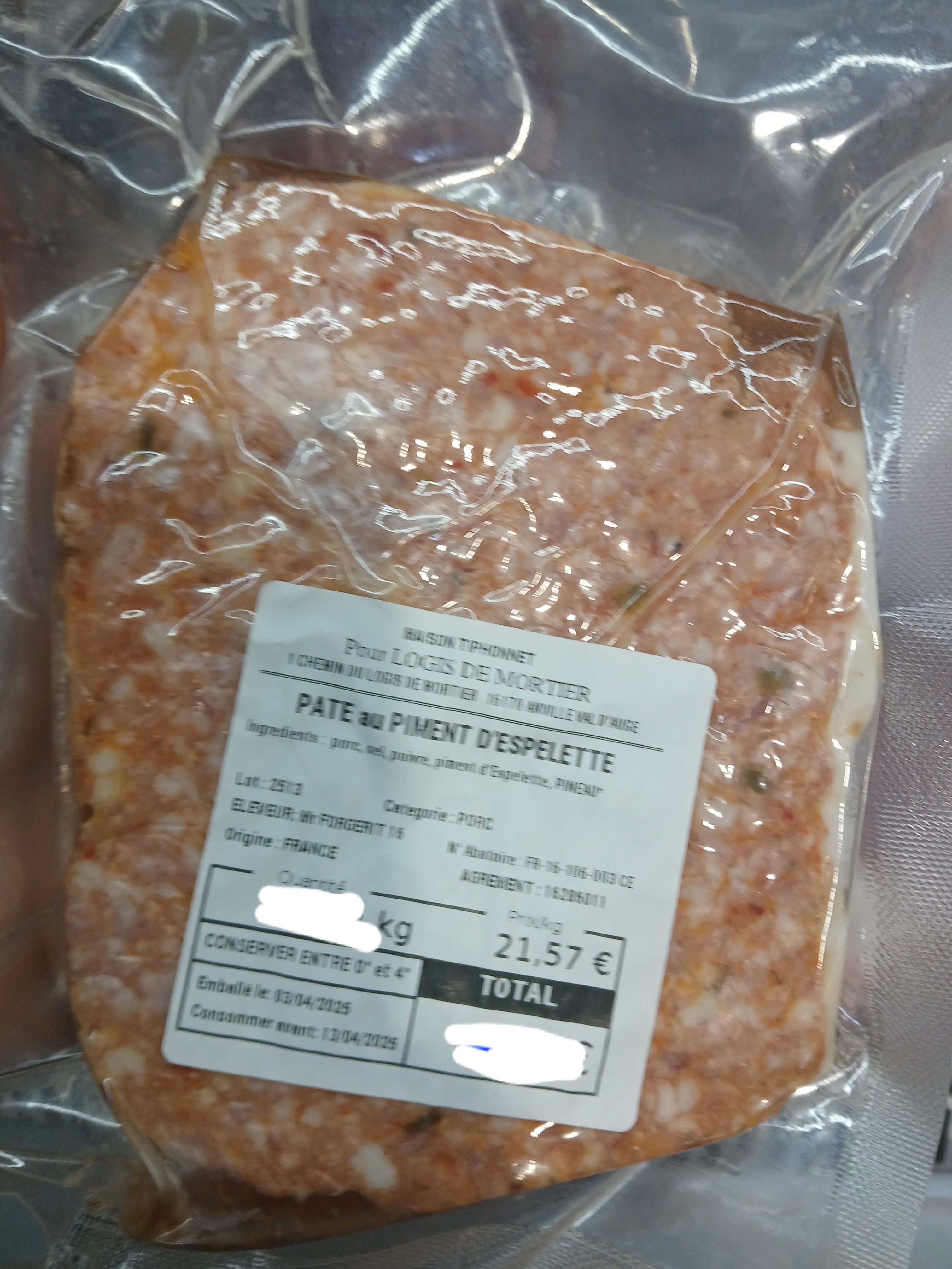 Pâté piment d'Espelette en tranche - 200g