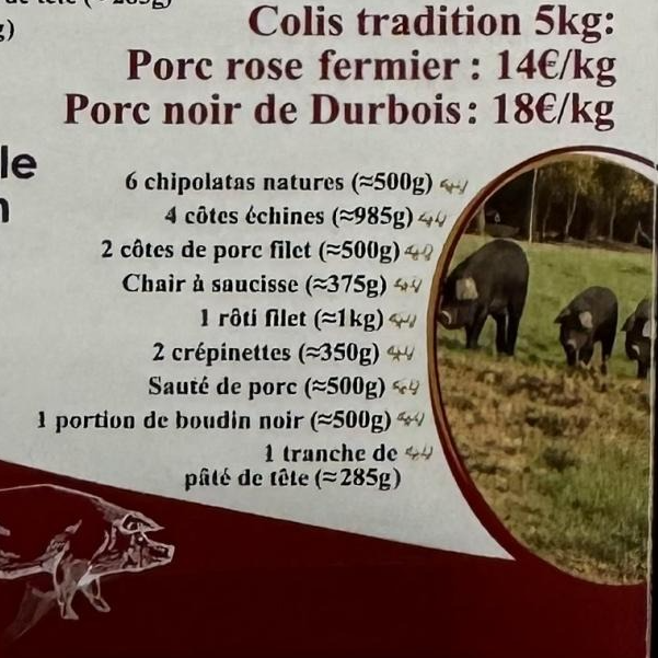 Colis de porc fermier  tradition - 5kg