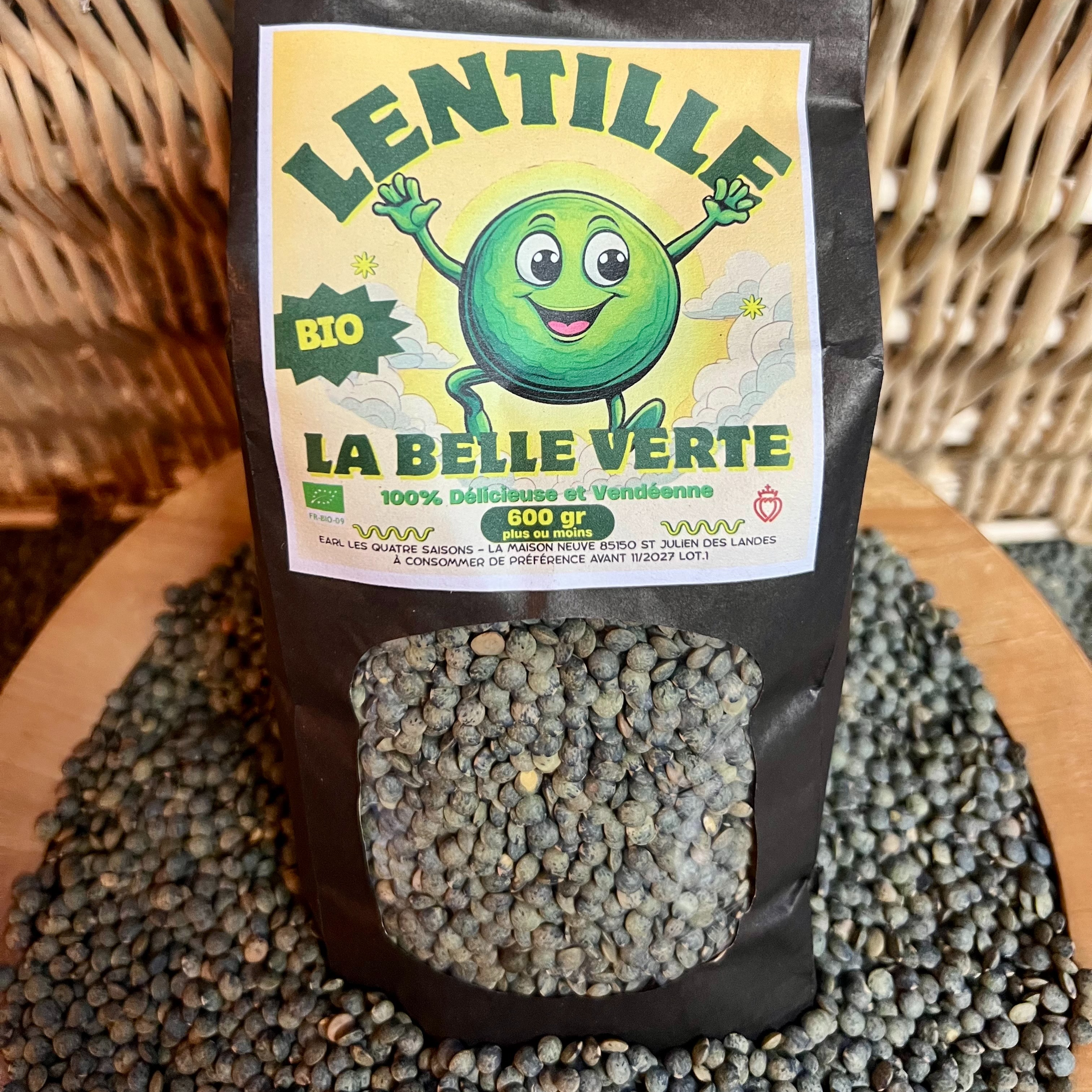 Lentilles vertes bio 0.600kg - de chez EARL LES QUATRE SAISONS - 0,6kg