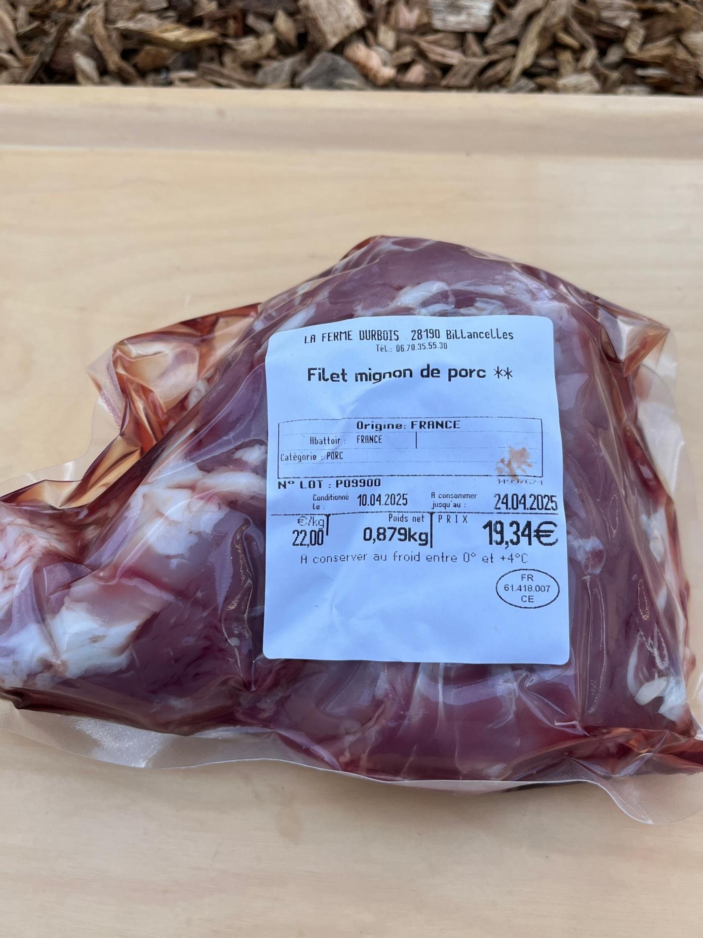 Filet mignon de porc | ferme durbois - 0,9kg