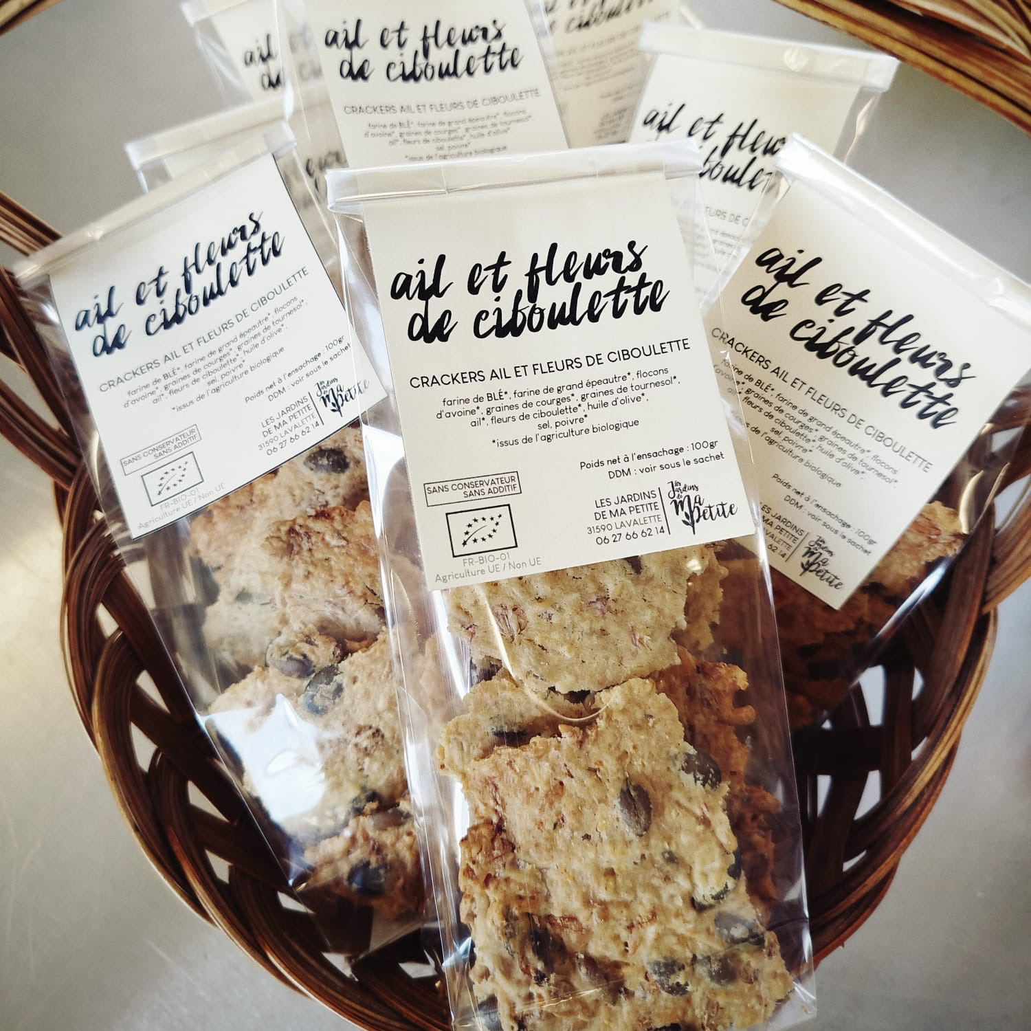 CRACKERS AIL ET FLEUR DE CIBOULETTE - 100g