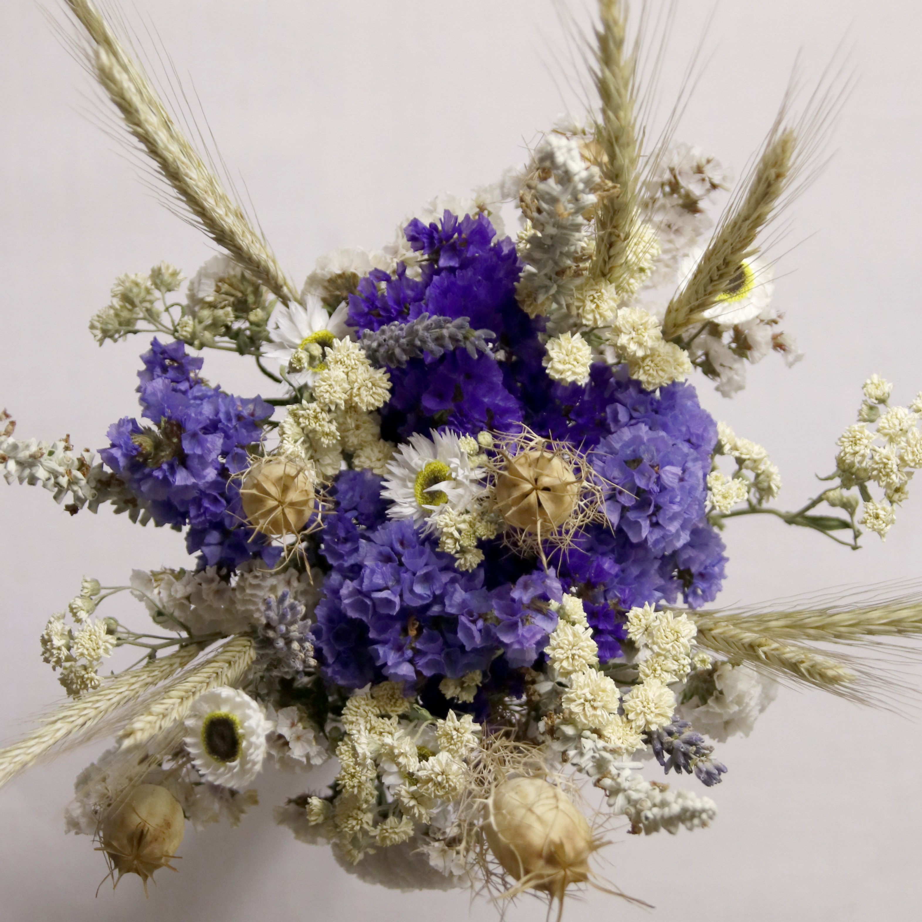 Bouquet sec dans les tons de Bleus