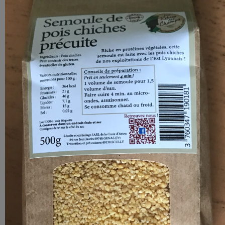 Semoule De Pois Chiches Précuite - 0,5kg