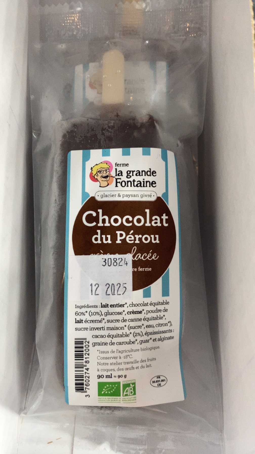 Bâtonnet glacée Chocolat du Pérou 85 ml