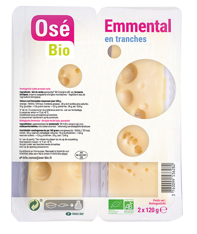 Emmental en tranches 2 x 120g - 240g