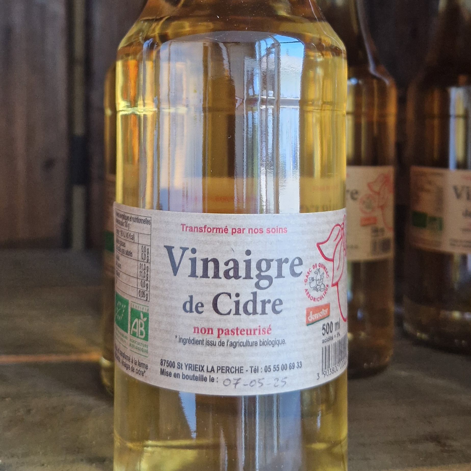 Vinaigre de cidre 0,5L Bio et demeter
