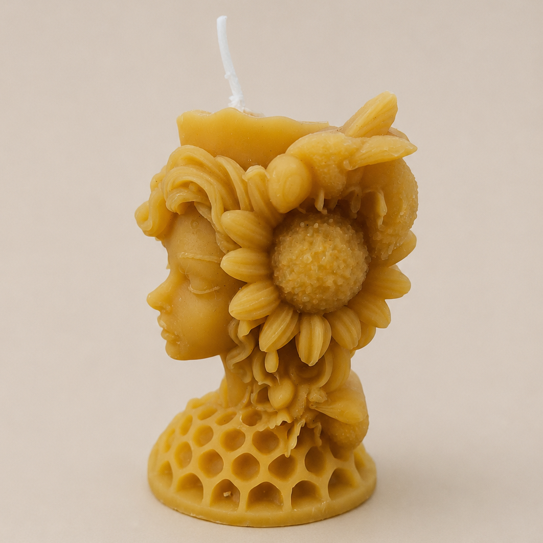 Bougie femme fleur et abeille