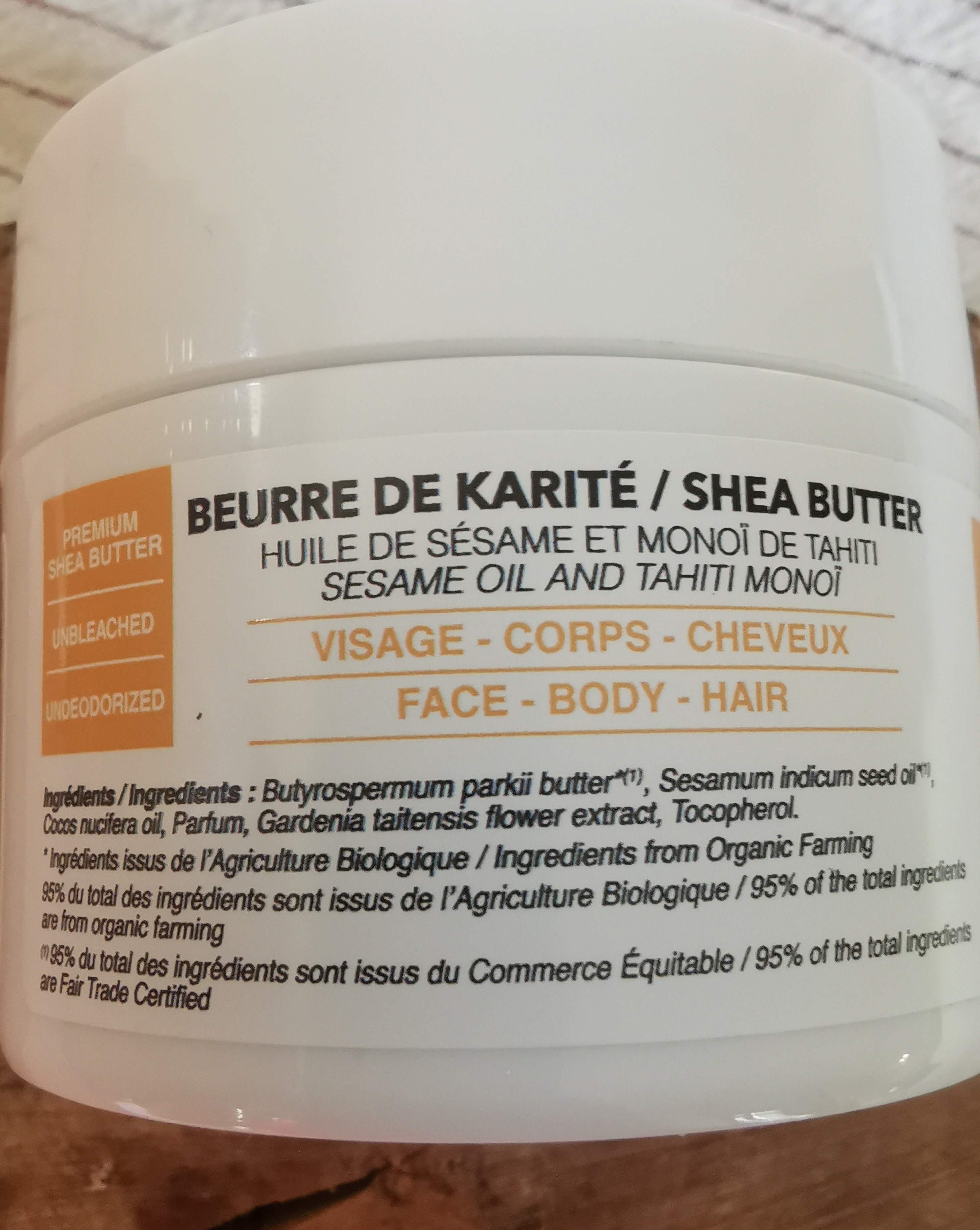 Baume Karité Huile de Sésame Monoi 100ml