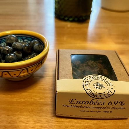 Myrtilles enrobées au Chocolat 69% - Boite 50g - 50g