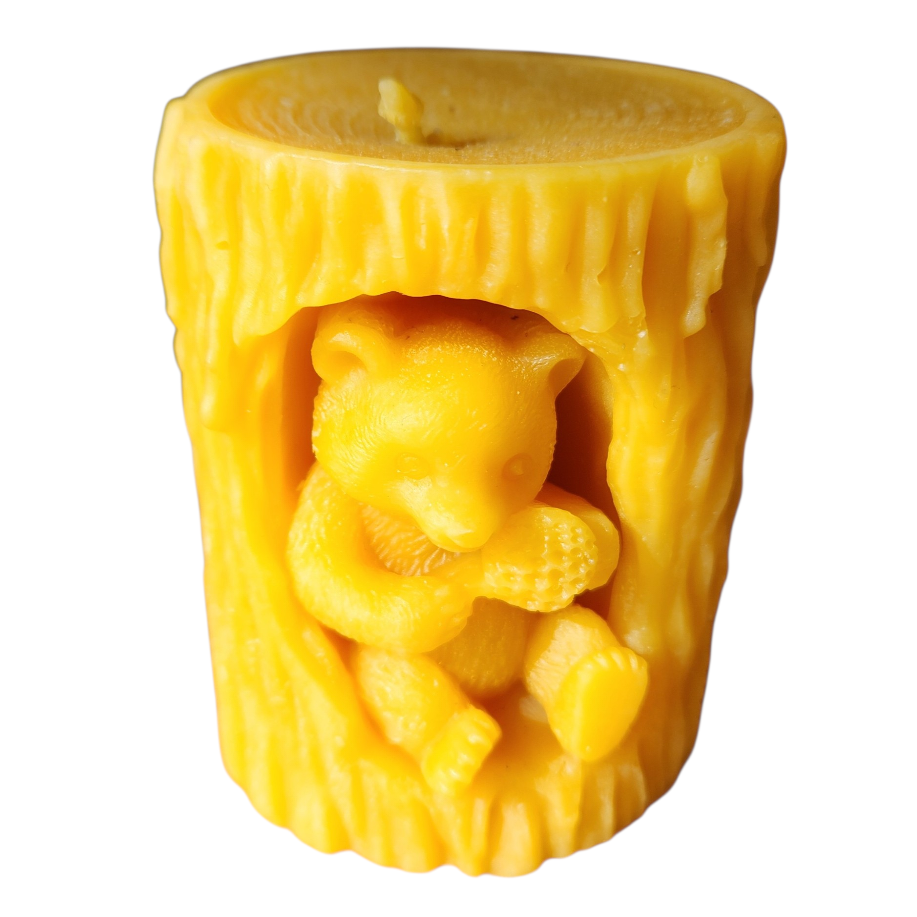 Bougie ourson dans un tronc