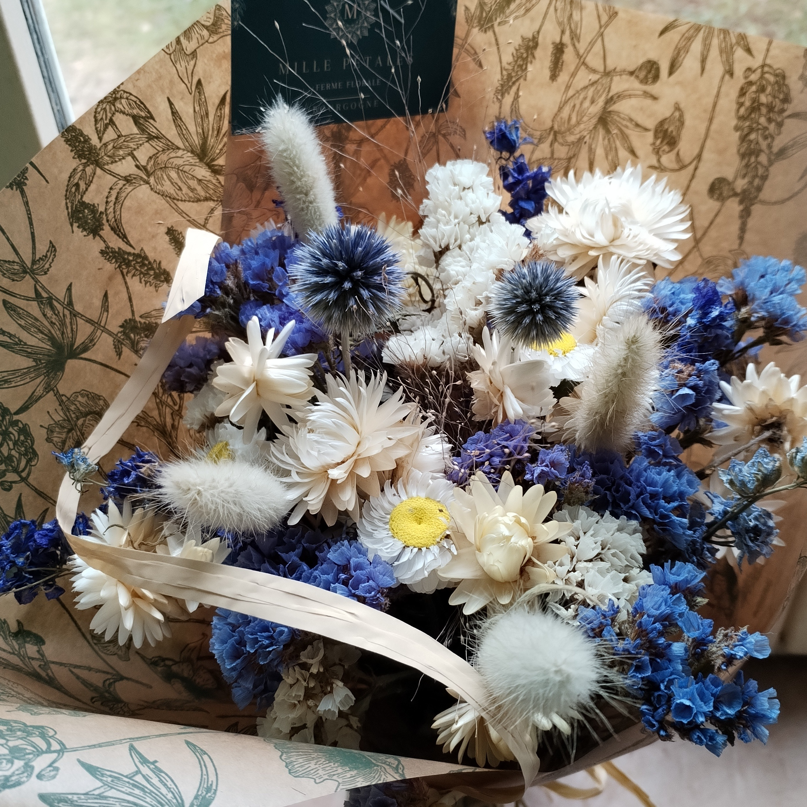 Bouquet sec - "La Loue" - Tons bleus