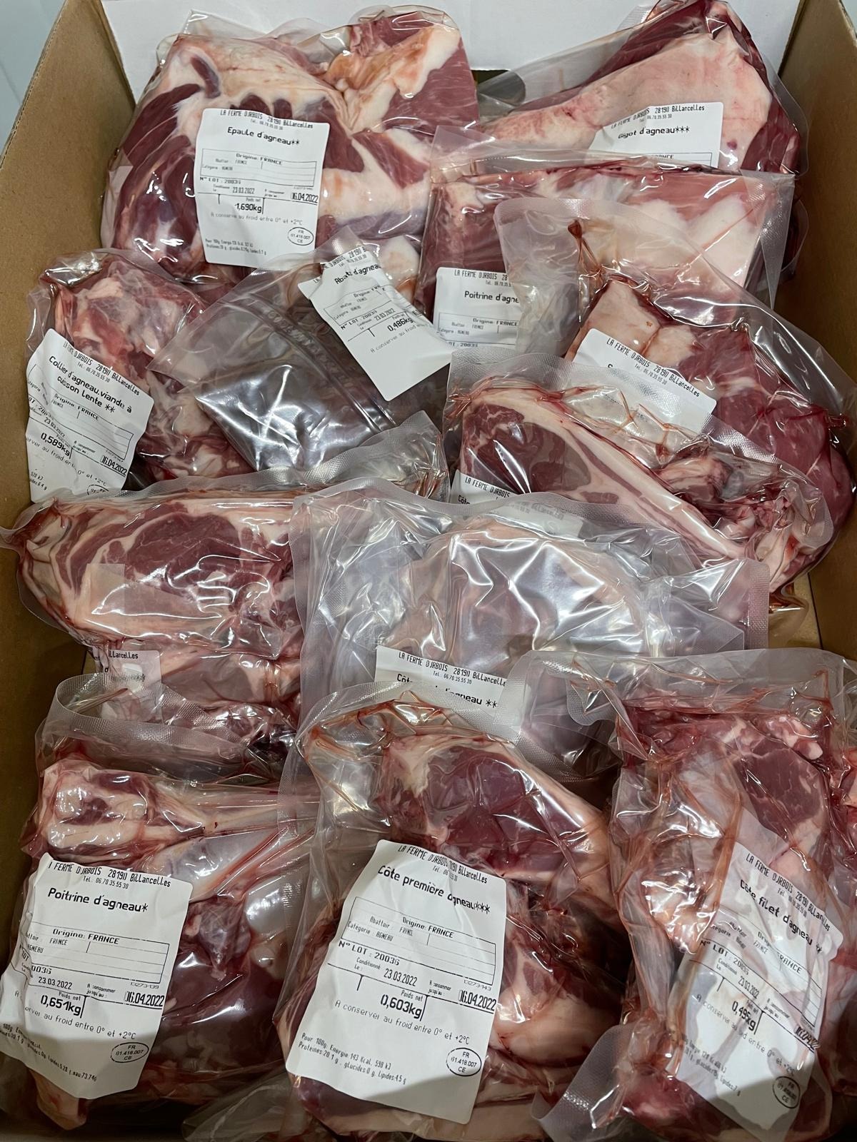 Colis demi agneau fermier-ferme durbois - 10kg
