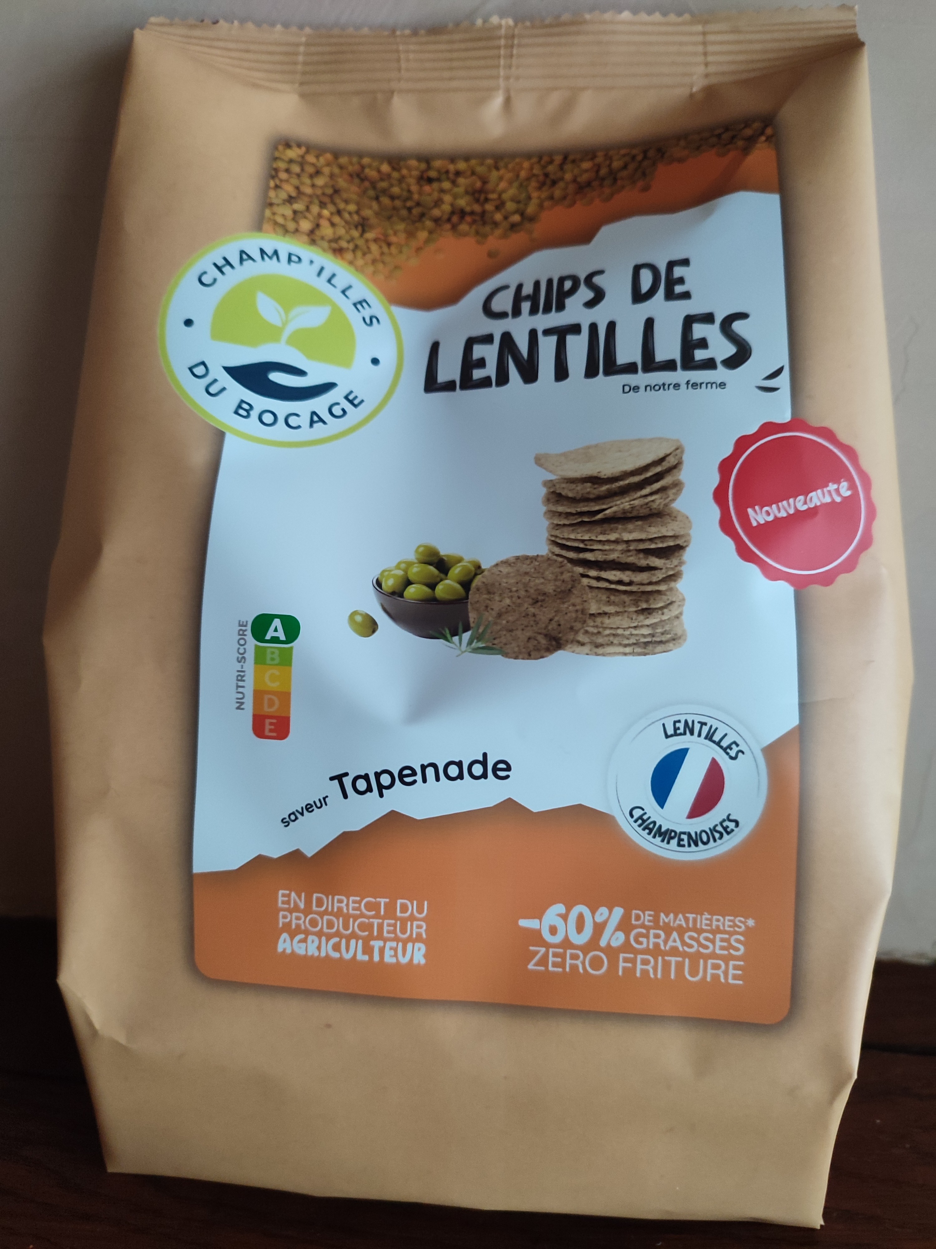 Chips de lentilles Tapenade