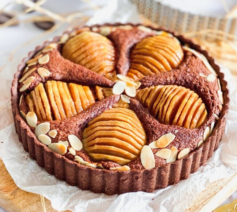 Tarte poires amandine au chocolat