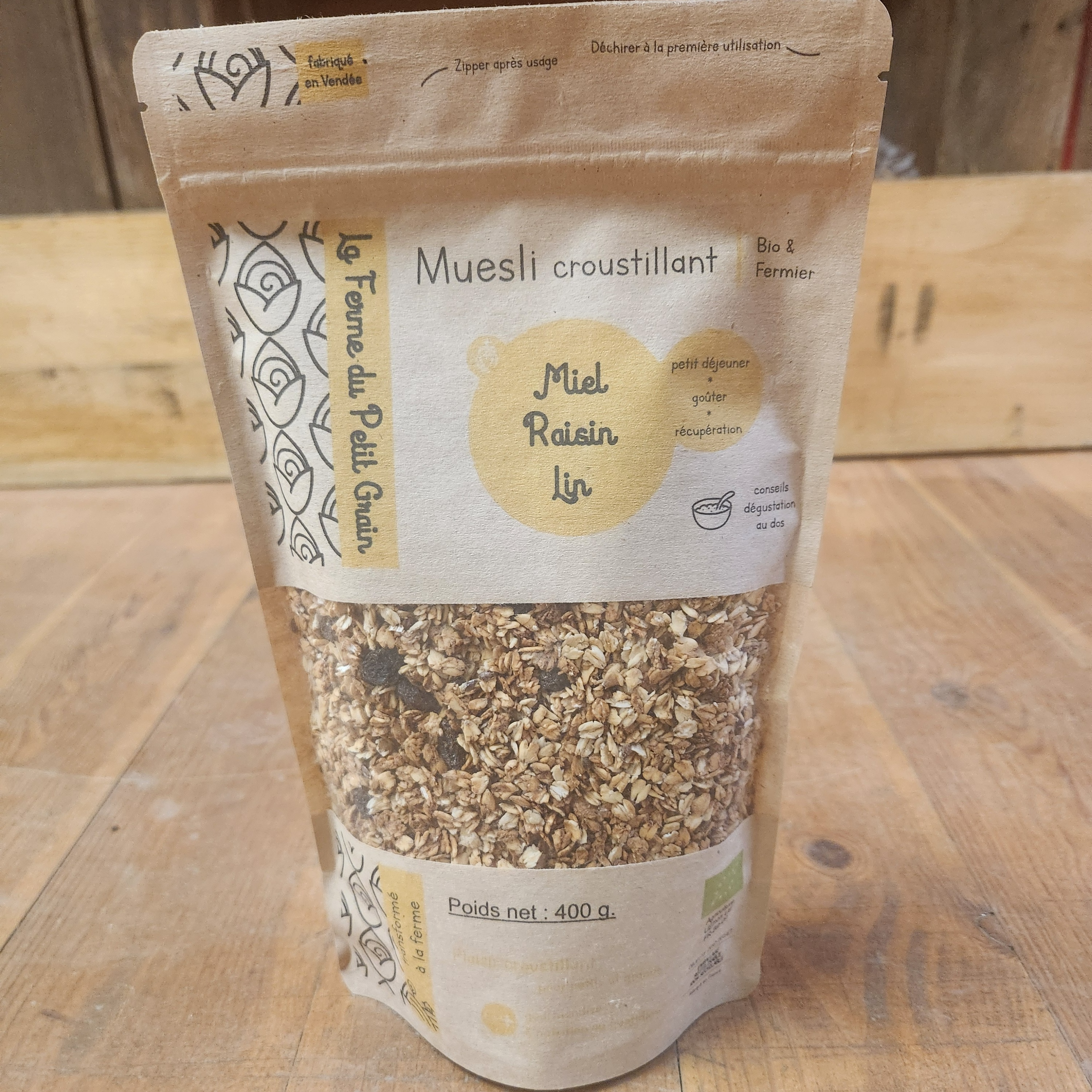 Muesli croustillant Miel Raisin Lin - 400g