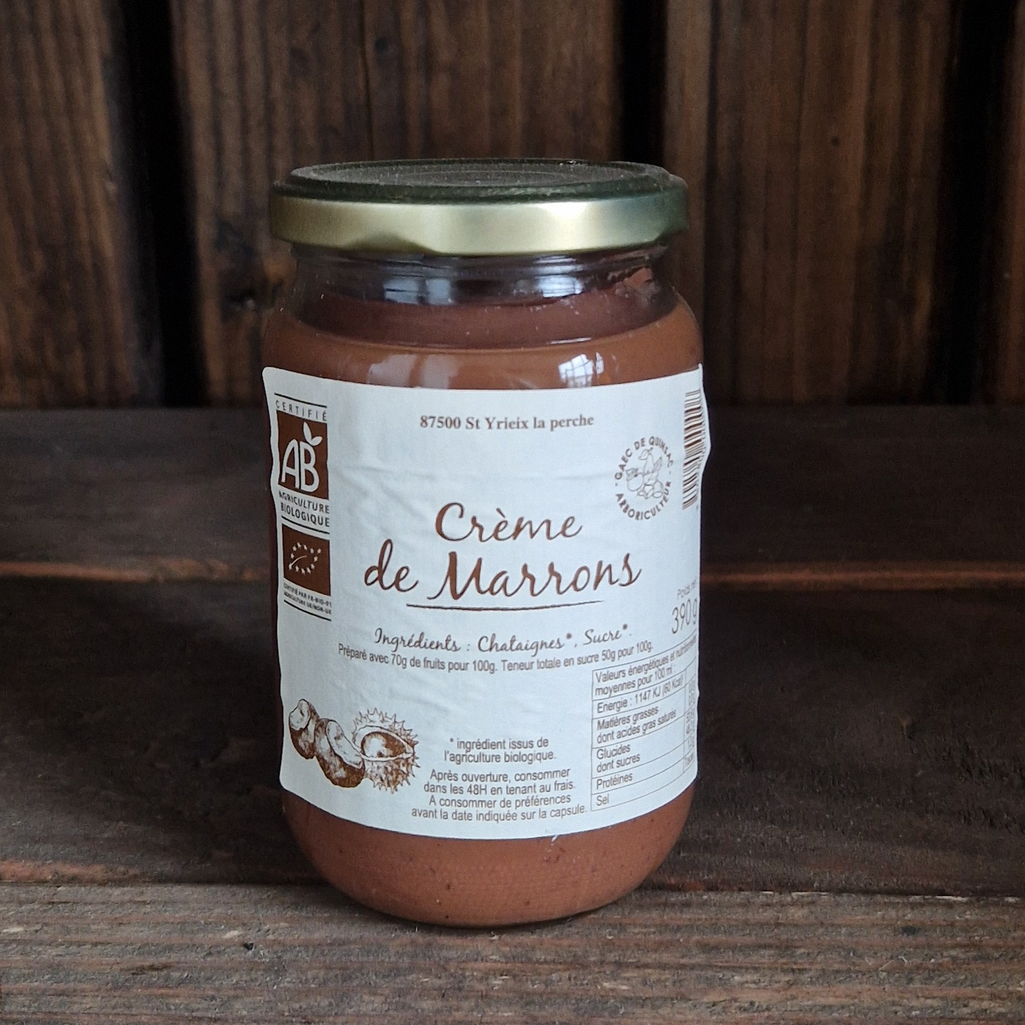 Crème de marron Bio et demeter 390gr