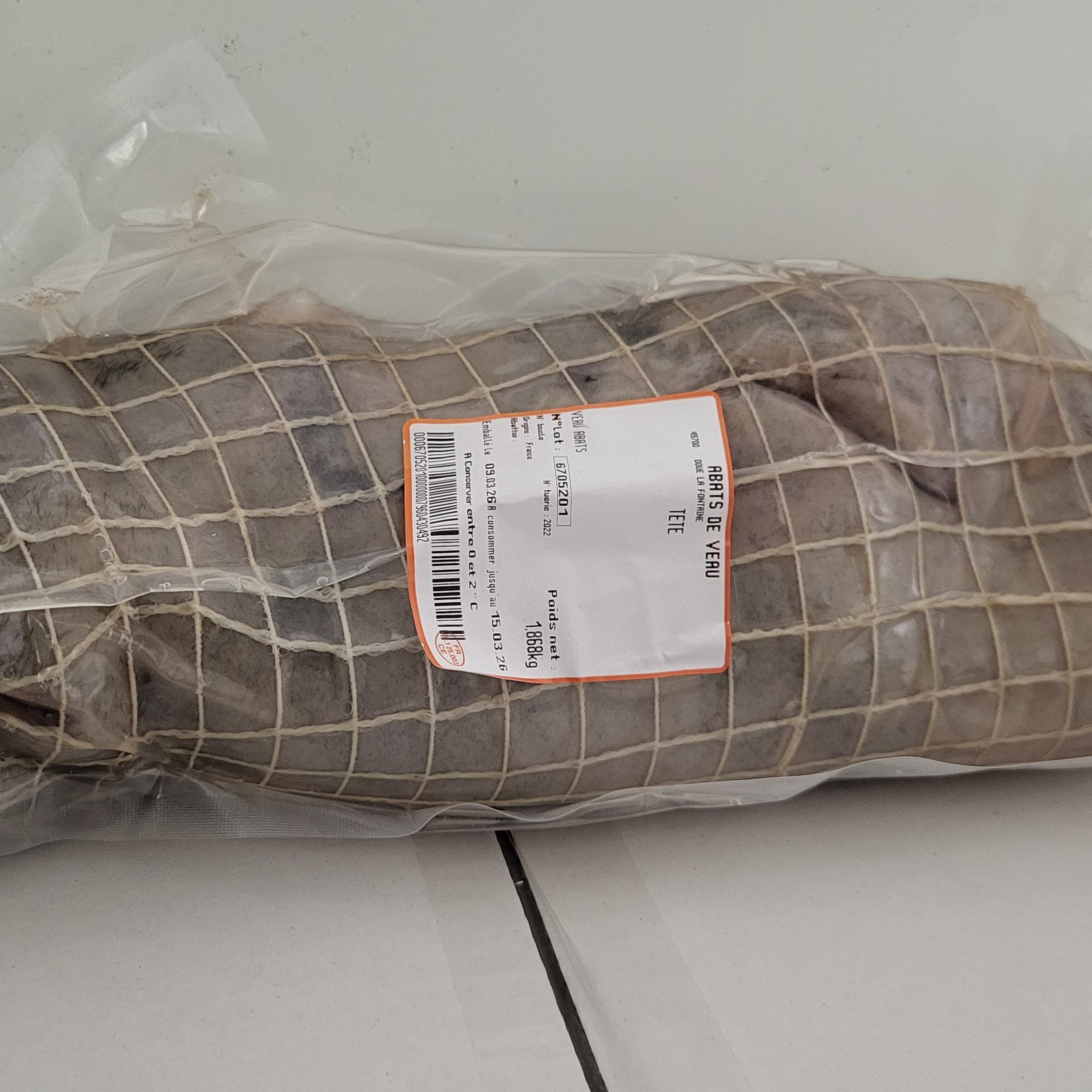 Tête de veau 1/2 - 1,7kg