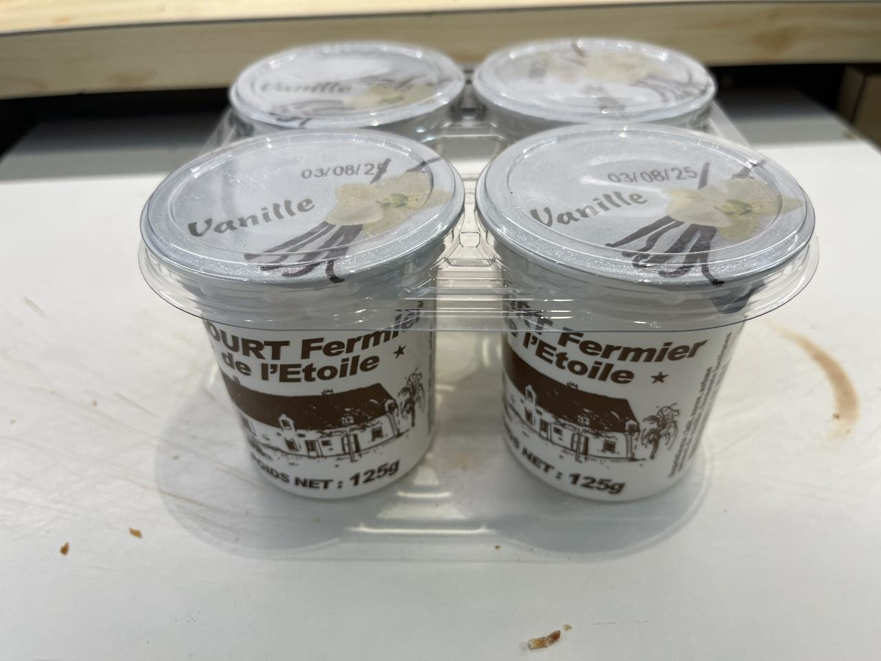Lot de 4 yaourts fermiers  à la vanille - Ferme de l'étoile - 400g