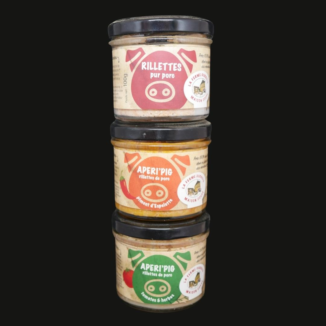 Lot de 3 terrines apéritives "aperi pig";"1 - 300g