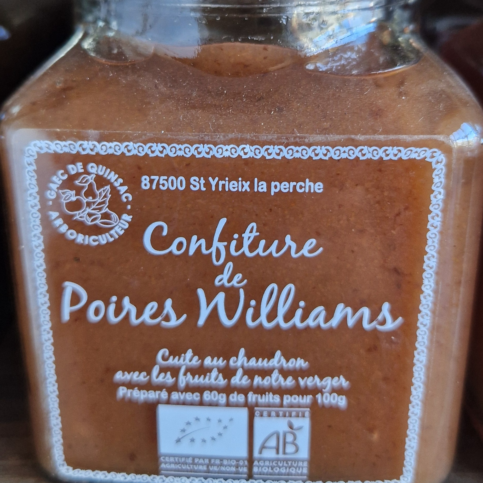 Confiture de poire Bio 330gr
