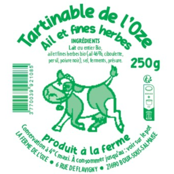 Ail et fines herbes Tartinable de l'Oze
