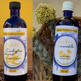 Hydrolat de fleurs d'immortelle & Hydrolat d'Eucalyptus citronné