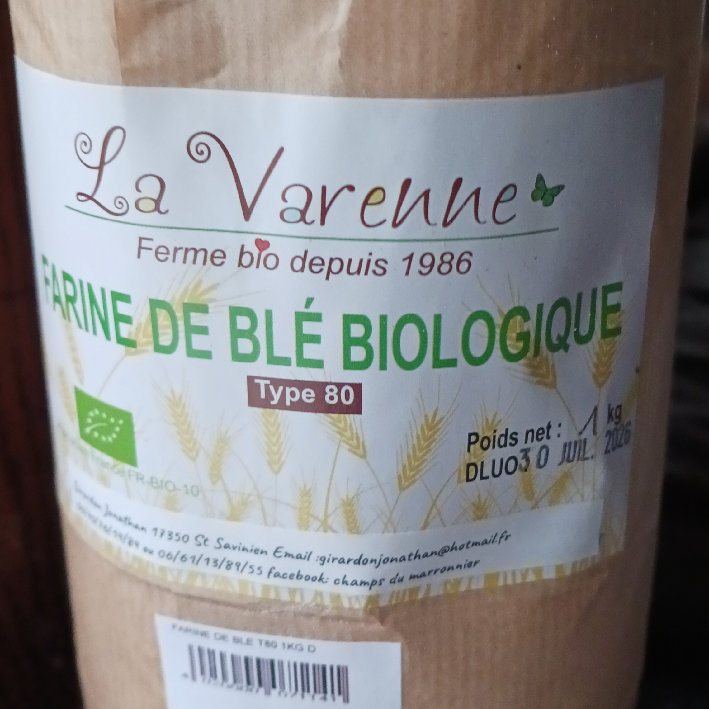 Farine de blé T80 BIO - 1kg