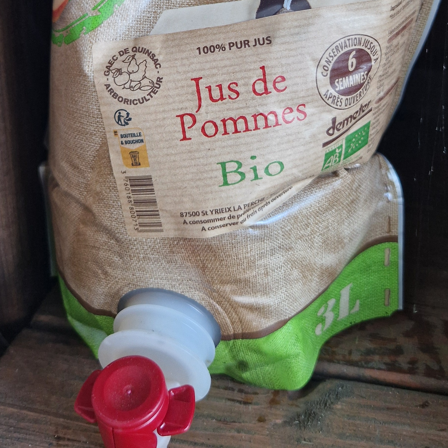 BIB pur jus de pomme 3L Bio et demeter