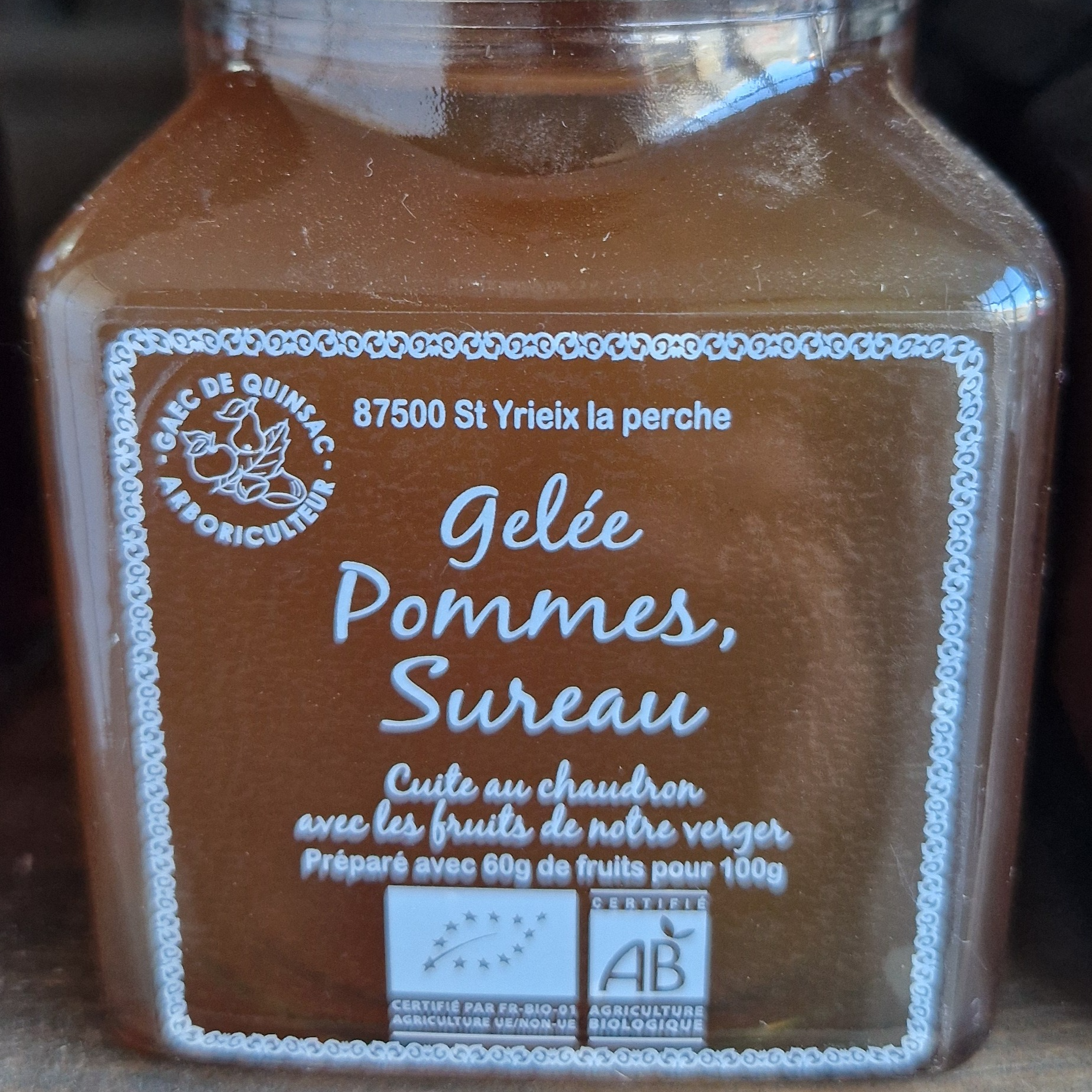 Gelée de pomme sureau Bio 330gr