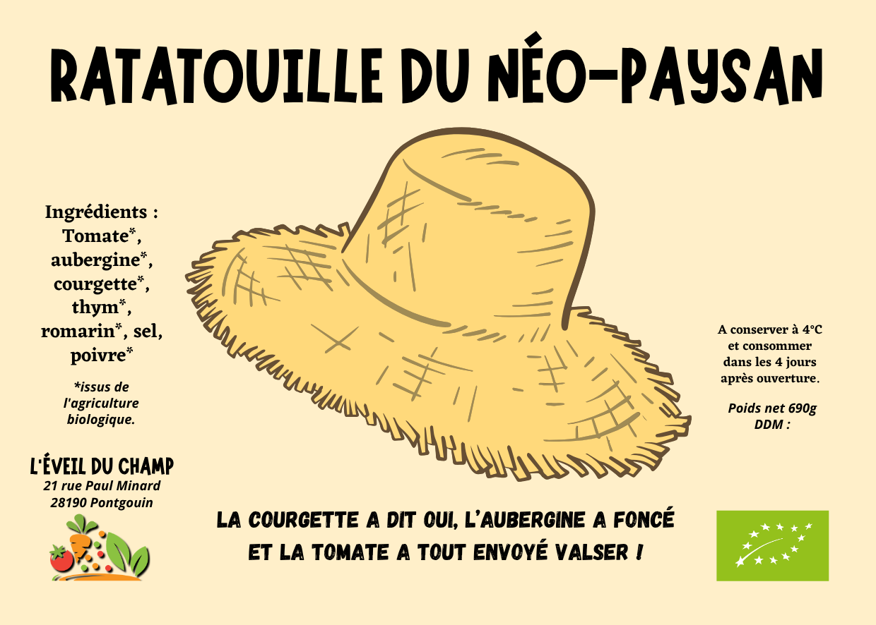 Ratatouille du néo-paysan, Bocal 680g, L'Eveil du champ